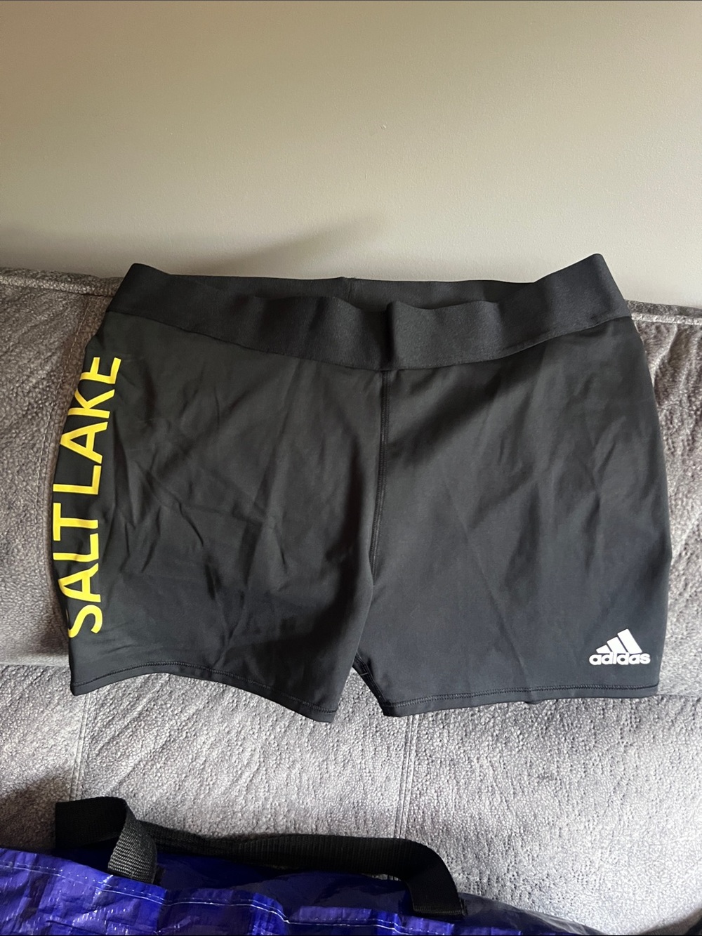 adidas Black Athletic Shorts with Yellow "SALT LAKE" Side Print